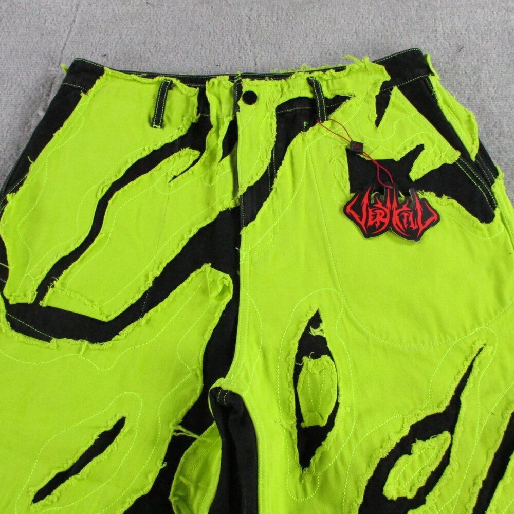 Cool Shirtz Portal Reversible Jeans Size 36 Neon Black Reversible Baggy Heavy - Picture 3 of 15